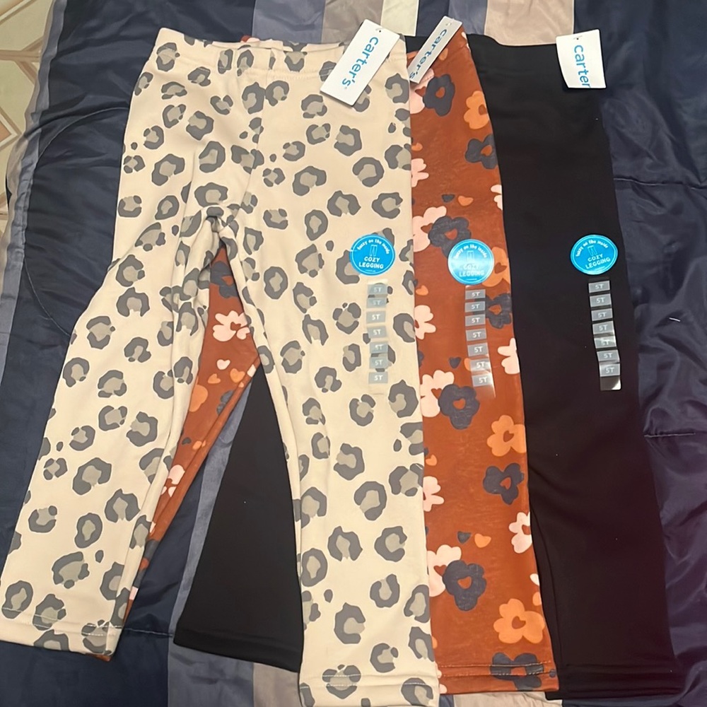 3 Carters cozy Leggings girls size 5T BRAND NEW w/tags